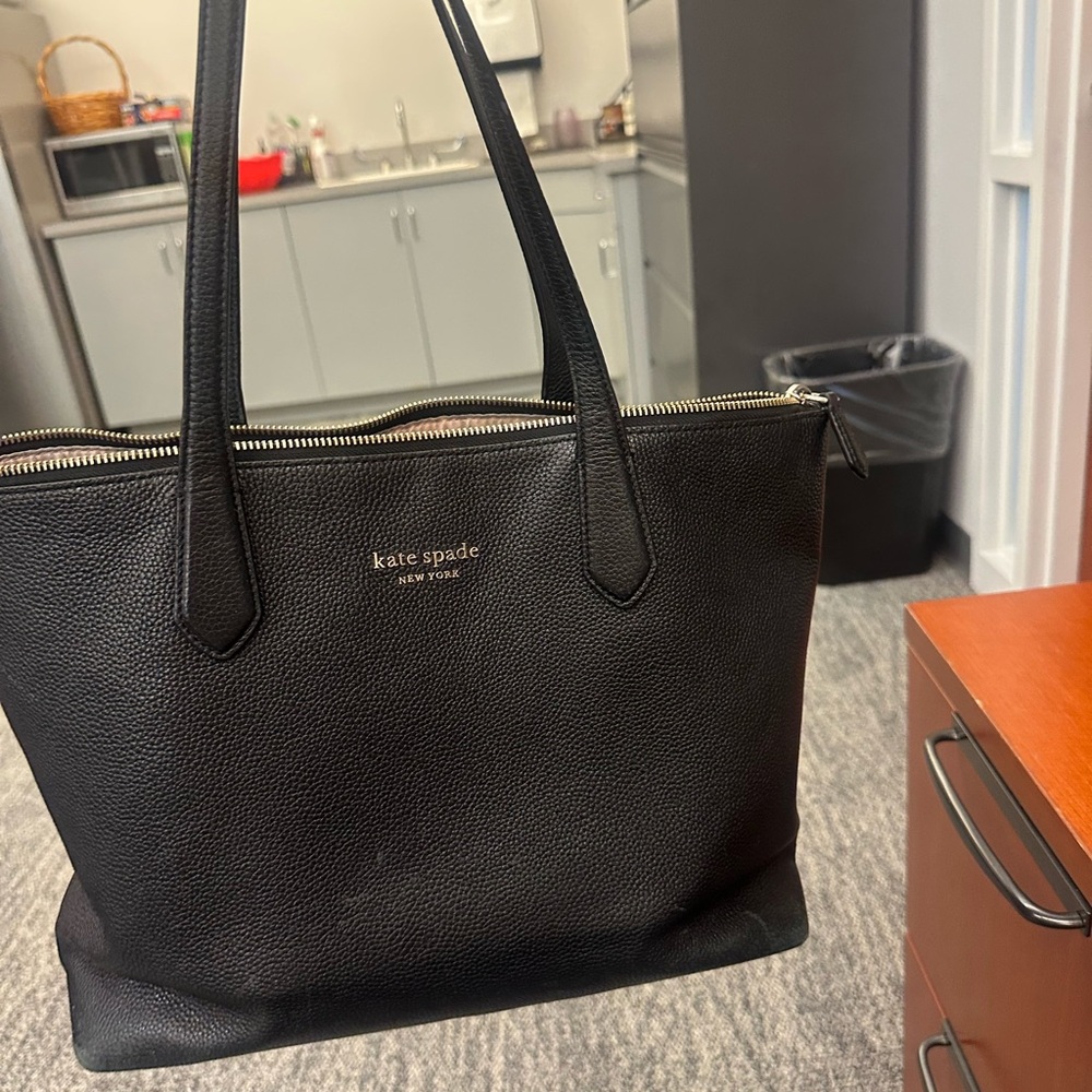 kate spade black pebbled leather tote